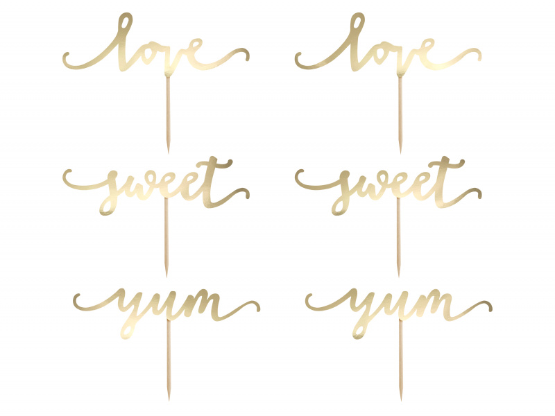Cake picks Love Guld