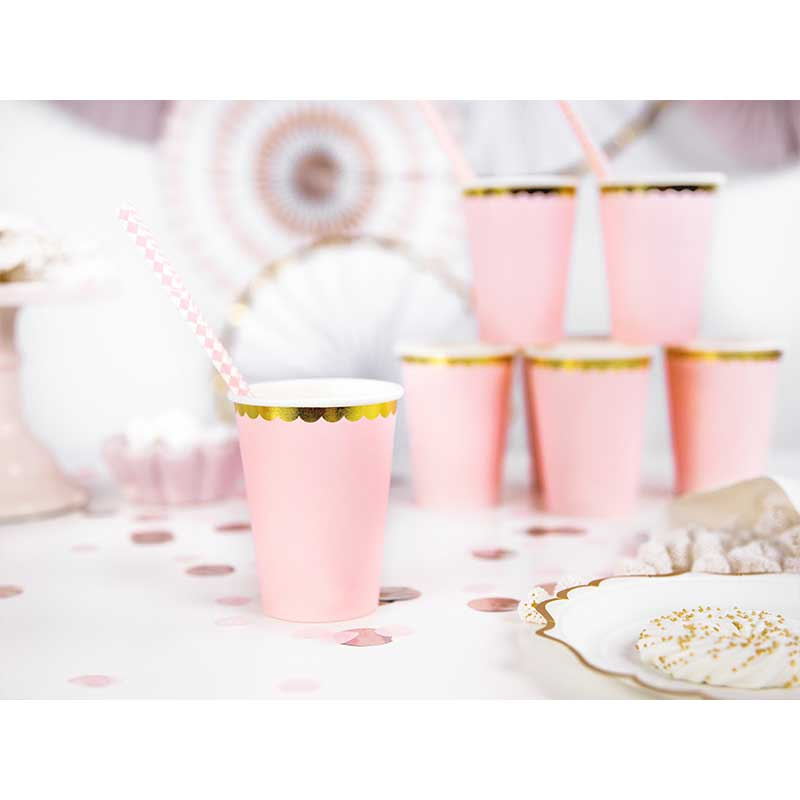 Muggar Pastellrosa med guldkant