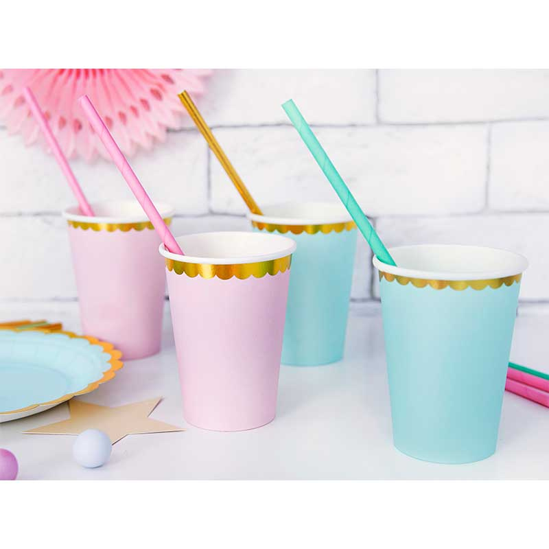 Muggar Pastellrosa med guldkant