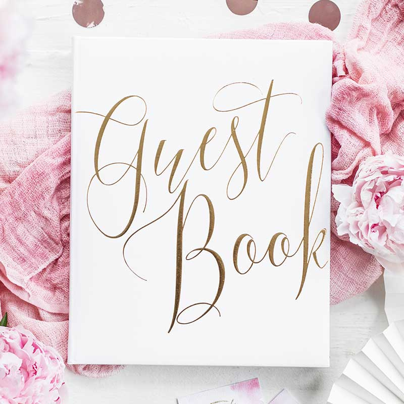Gästbok Gold & White 