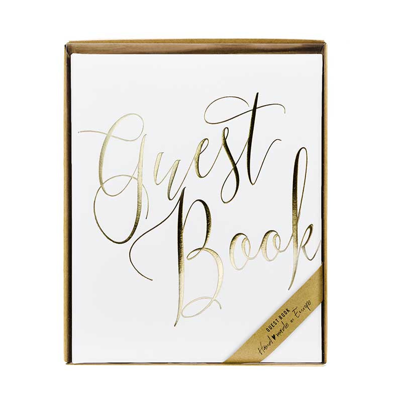 Gästbok Gold & White 