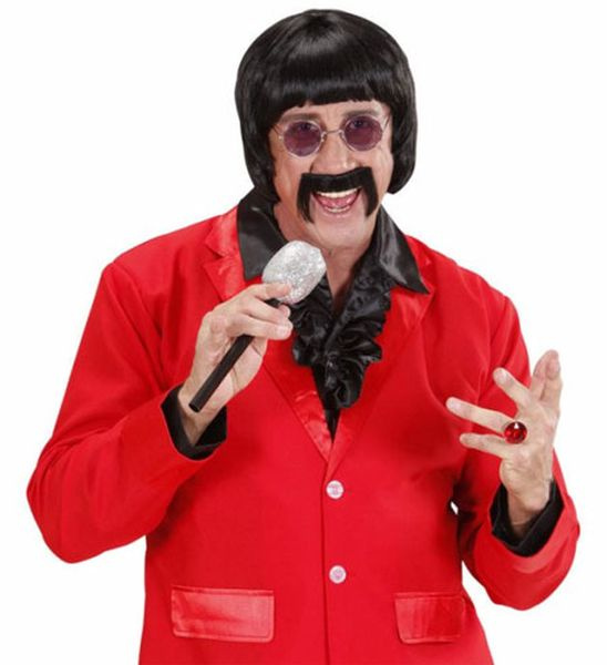 60-tals peruk med glasögon och mustasch