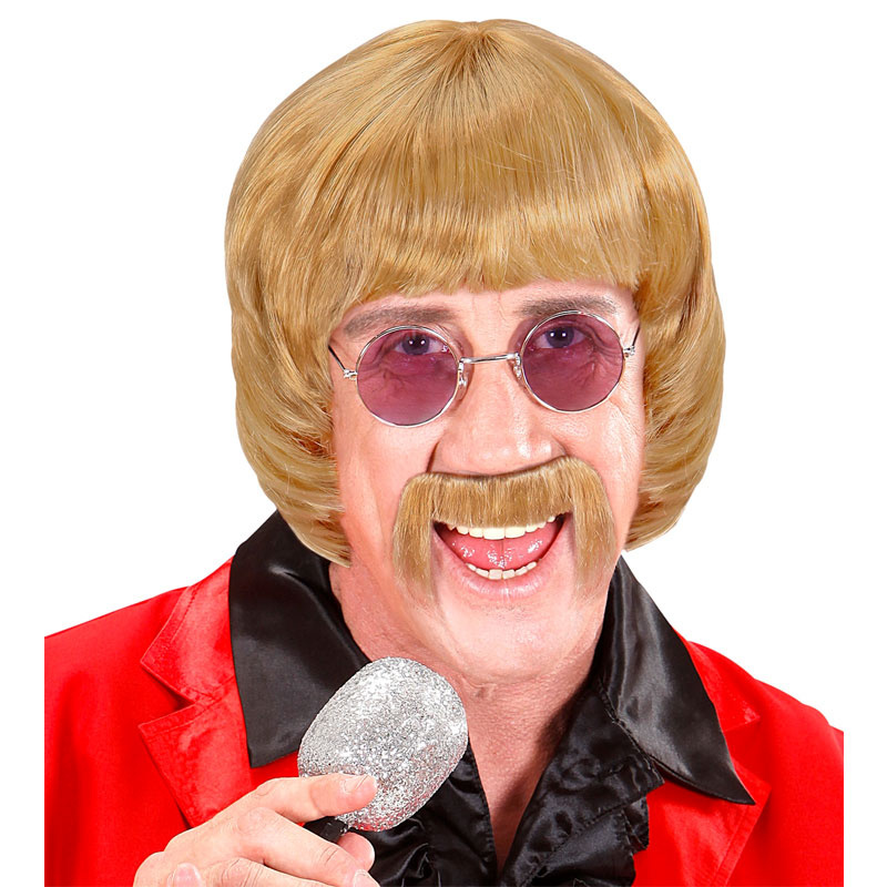 Peruk och mustasch 60-tal med glasögon Blond