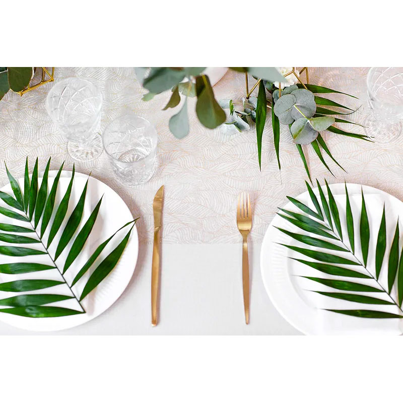 Bordslöpare Organza Leaf Guld