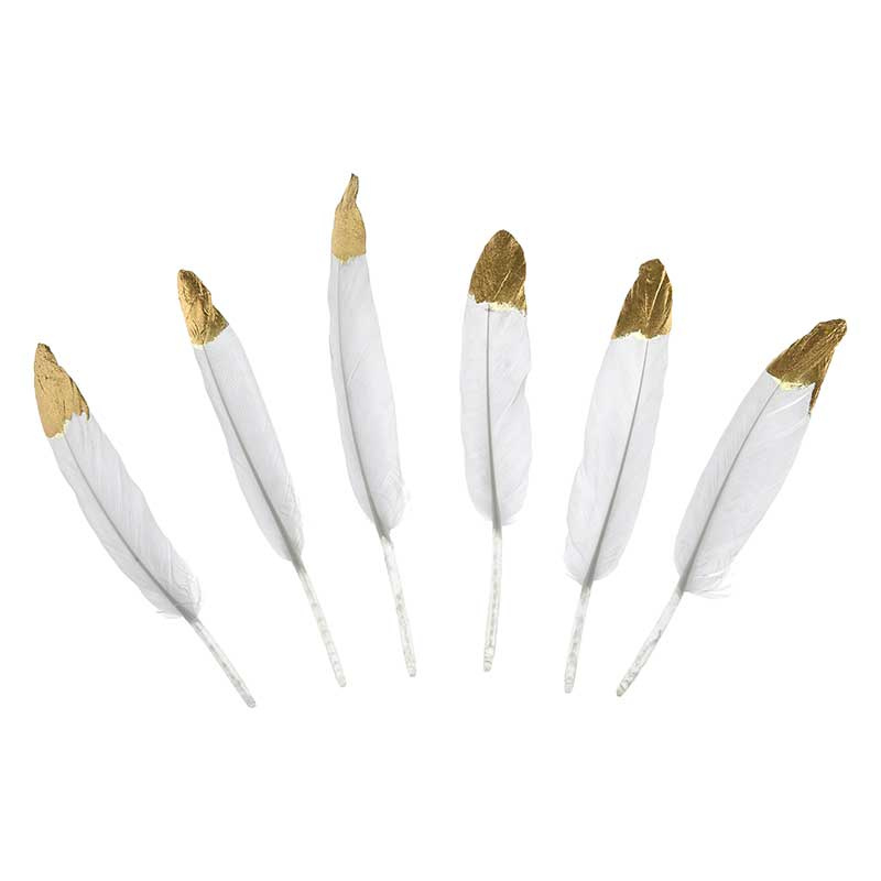 Fjädrar Vita med guldfärg