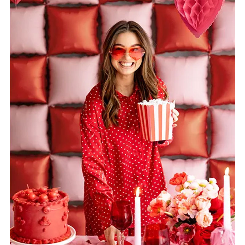 Popcornbox Randig Röd Rosa