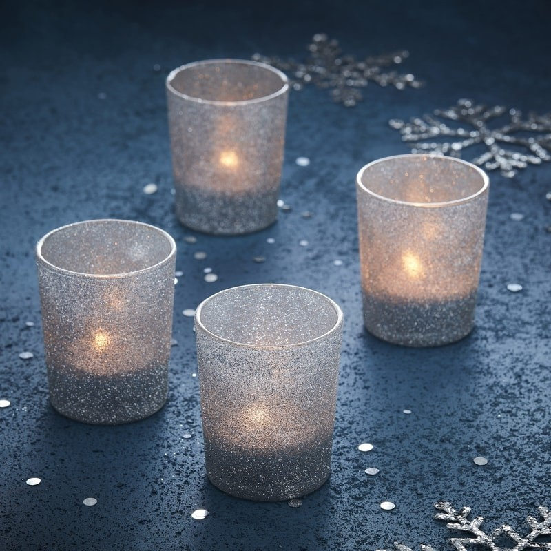 Ljusbehållare Silverglitter