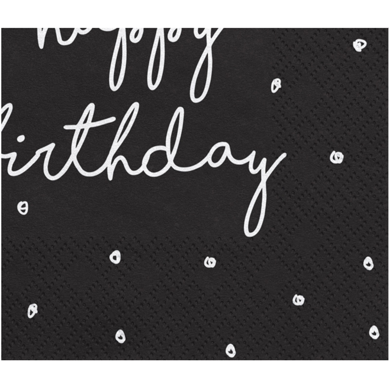 Servett Happy Birthday Svart