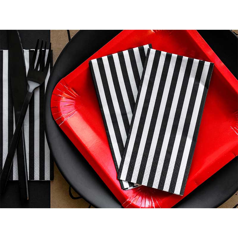 Servetter Randiga Svart & Vit