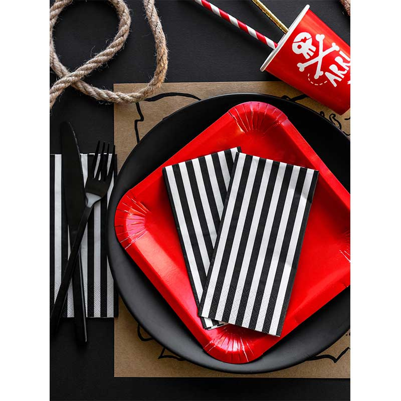 Servetter Randiga Svart & Vit