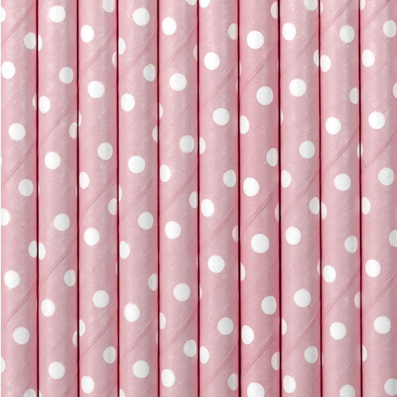 Papperssugrör Pastellrosa prickar