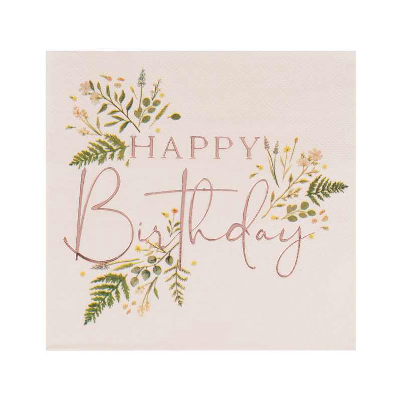 Servetter Floral Happy Birthday