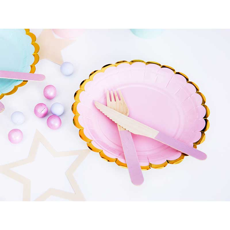 Tallrik Pastellrosa med guldkant