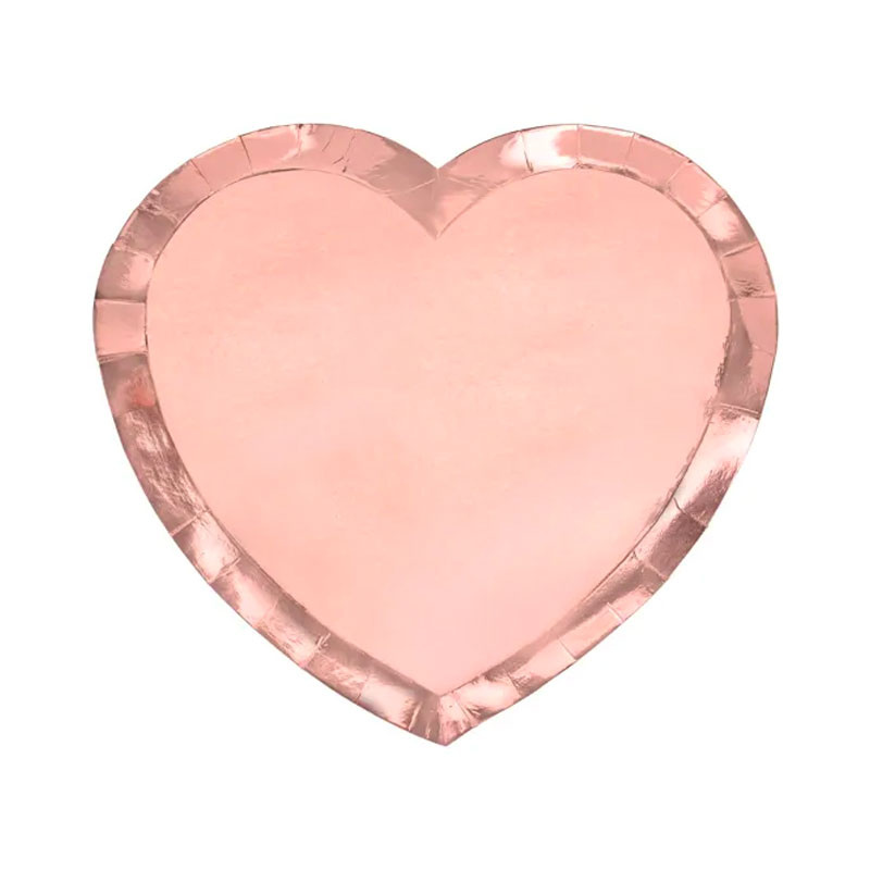 Papperstallrikar Hjärtan Roséguld