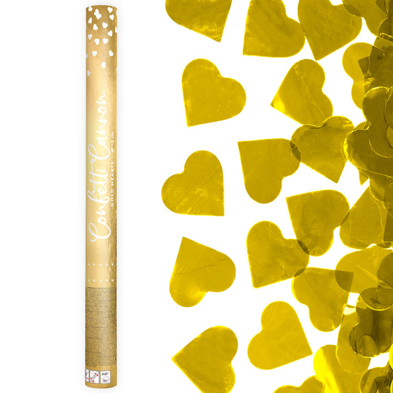 Konfettikanon Hjärtan Guld 