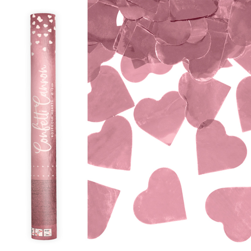Konfettikanon Hjärtan Roséguld