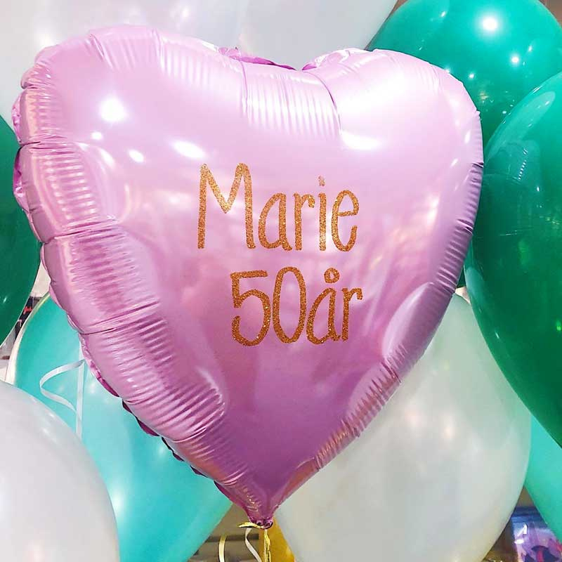 Uppblåst ballong med valfri text 46cm