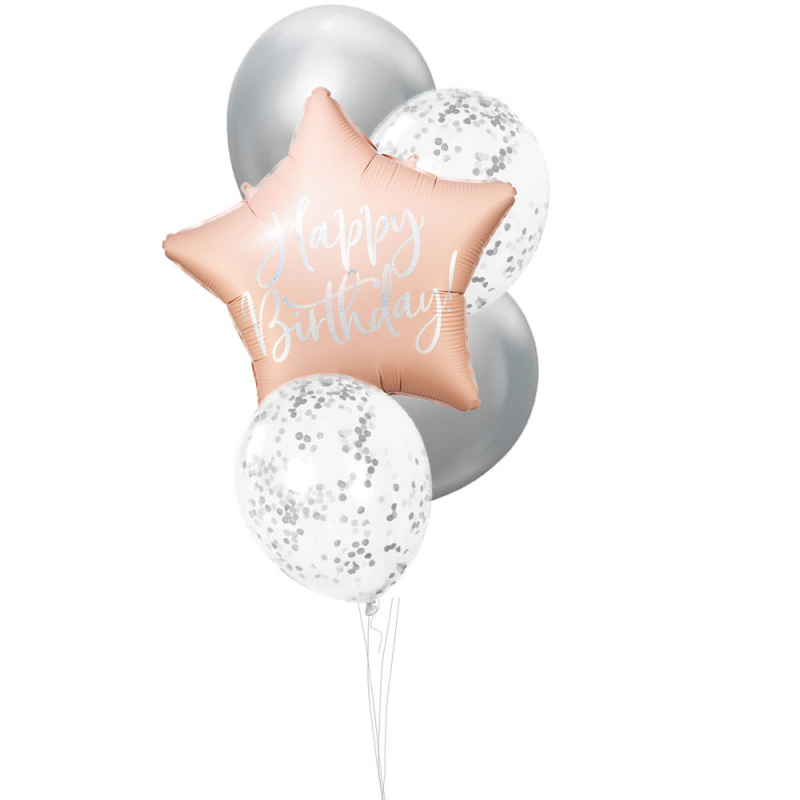 Uppblåst Ballongbukett HB Rosé/Silver