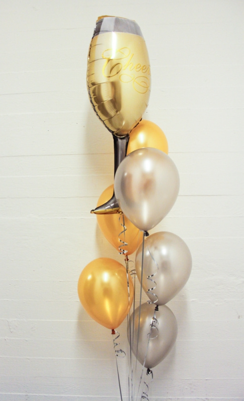 Heliumfylld ballongbukett Champagneglas