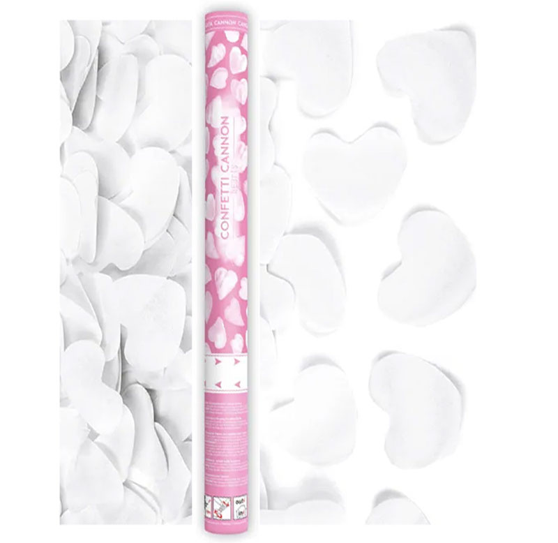 Konfettikanon vita hjärtan